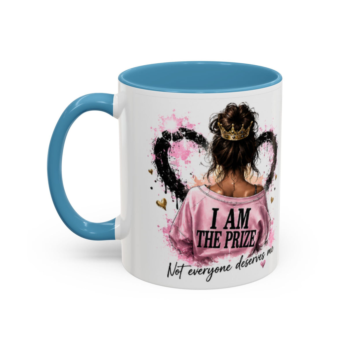 Accent Coffee Mug — "I Am The Prize" Floral Heart Design (11/15oz)