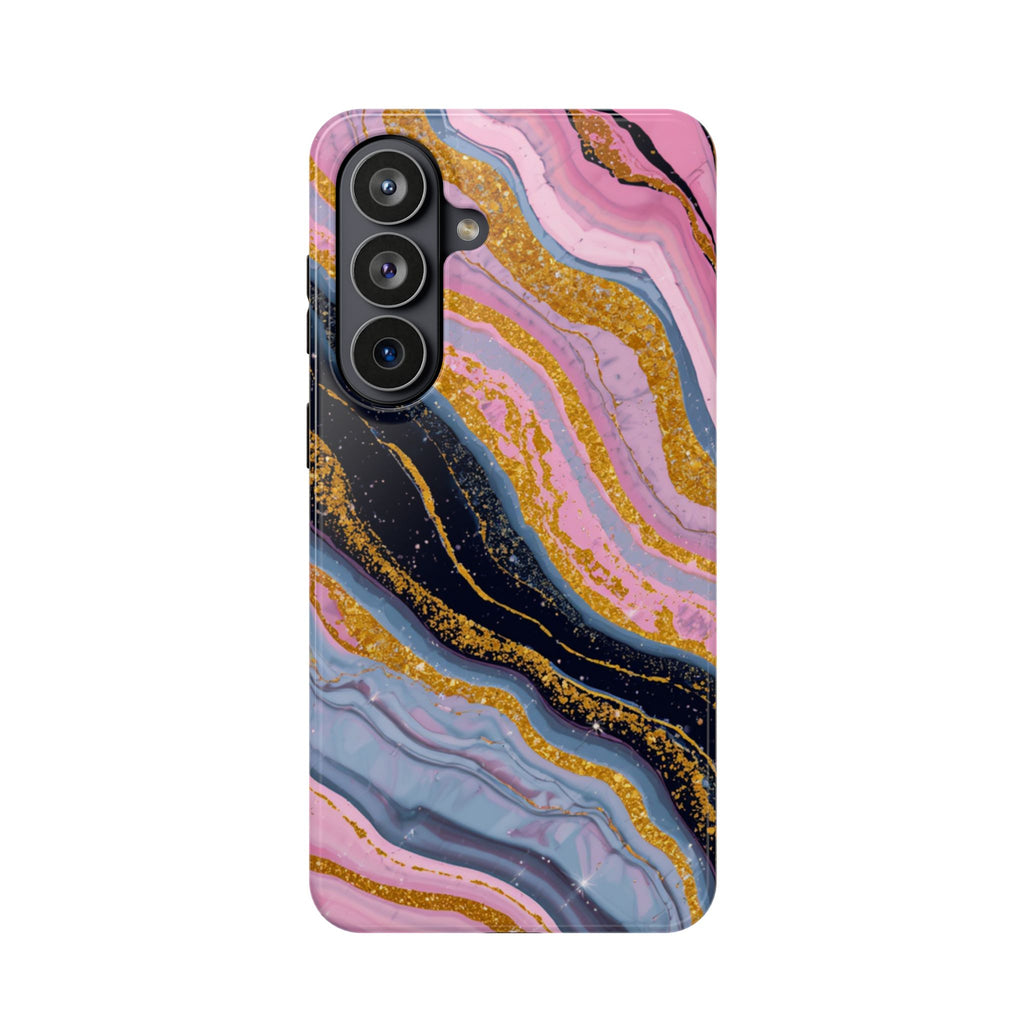 Marbled Pink & Gold Magnetic Phone Case — Impact-Resistant Protective Cover