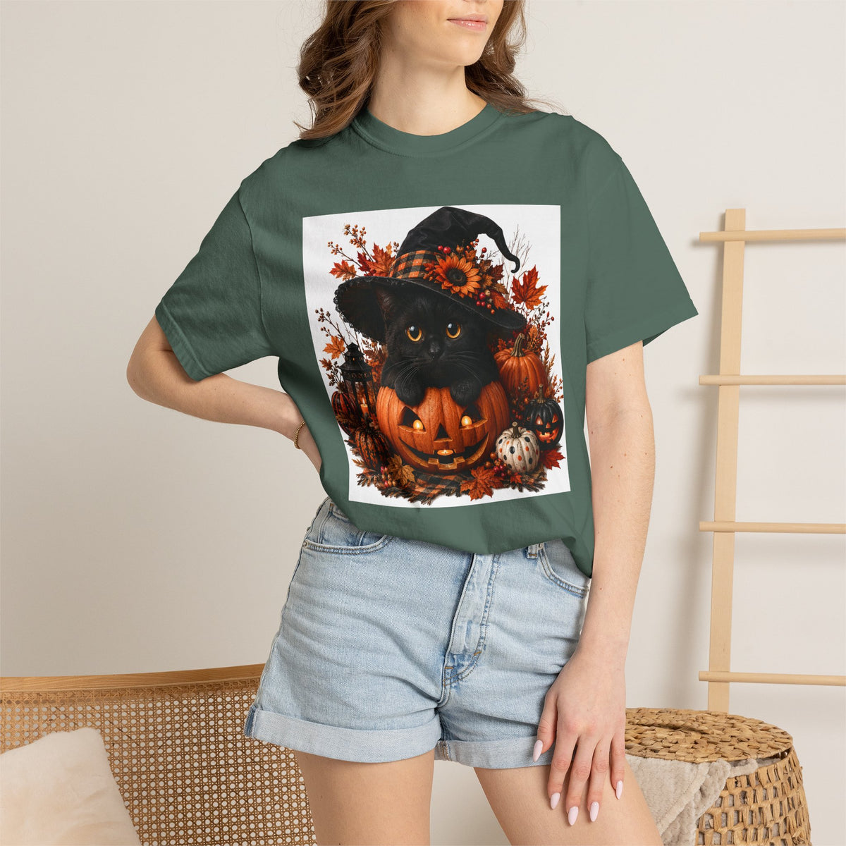 Halloween Black Cat Pumpkin T-Shirt