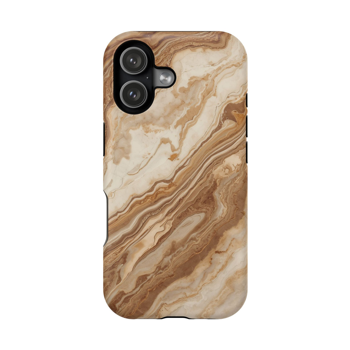 Magnetic Impact-Resistant Phone Case — Brown Marble Protective Cover