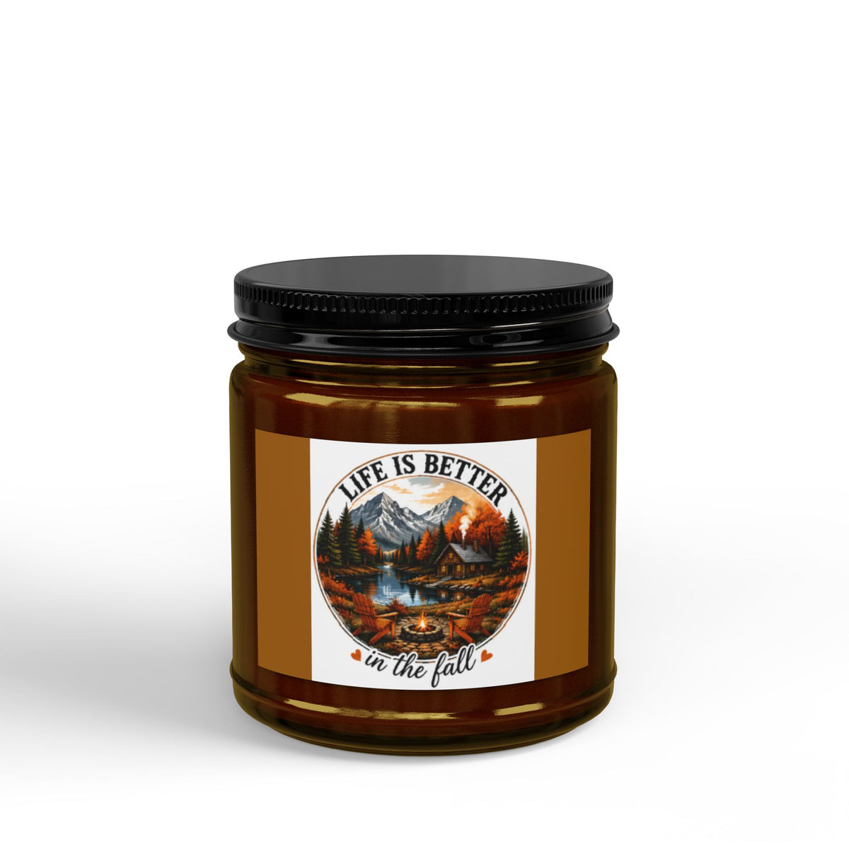 Fall Scented Soy Candle — "Life Is Better in the Fall" Amber Jar (4oz & 9oz)