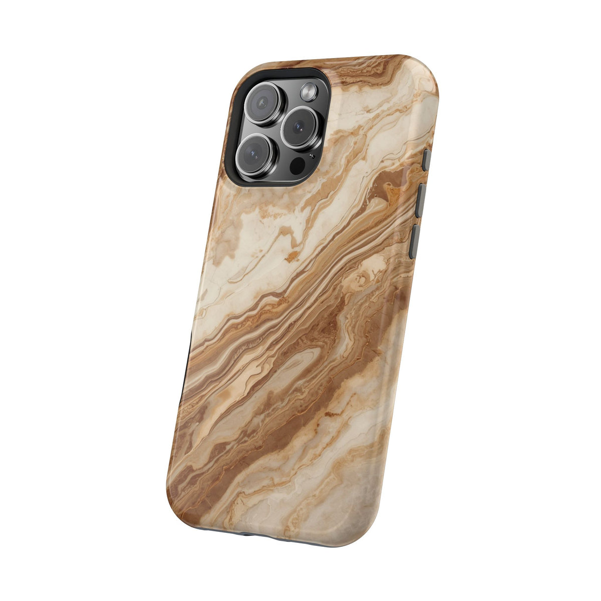 Magnetic Impact-Resistant Phone Case — Brown Marble Protective Cover
