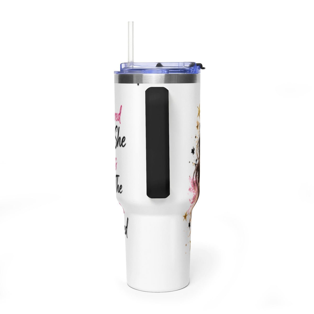 40oz Vacuum Tumbler - Glam Queen Crowned Girl Design (She Remembered Who She Was)
