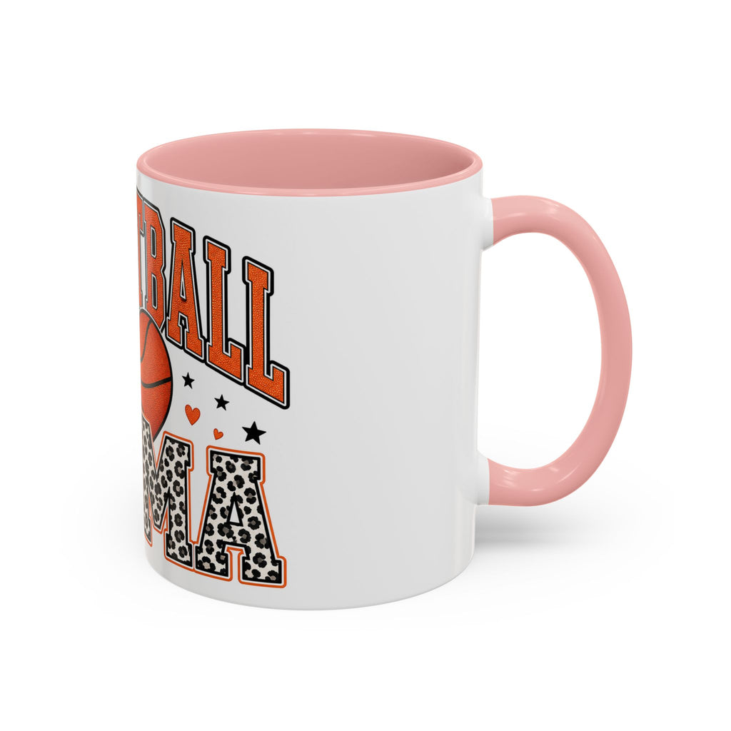 Basketball Mama Accent Coffee Mug – Leopard Print Hoop Mom Gift (11/15oz)