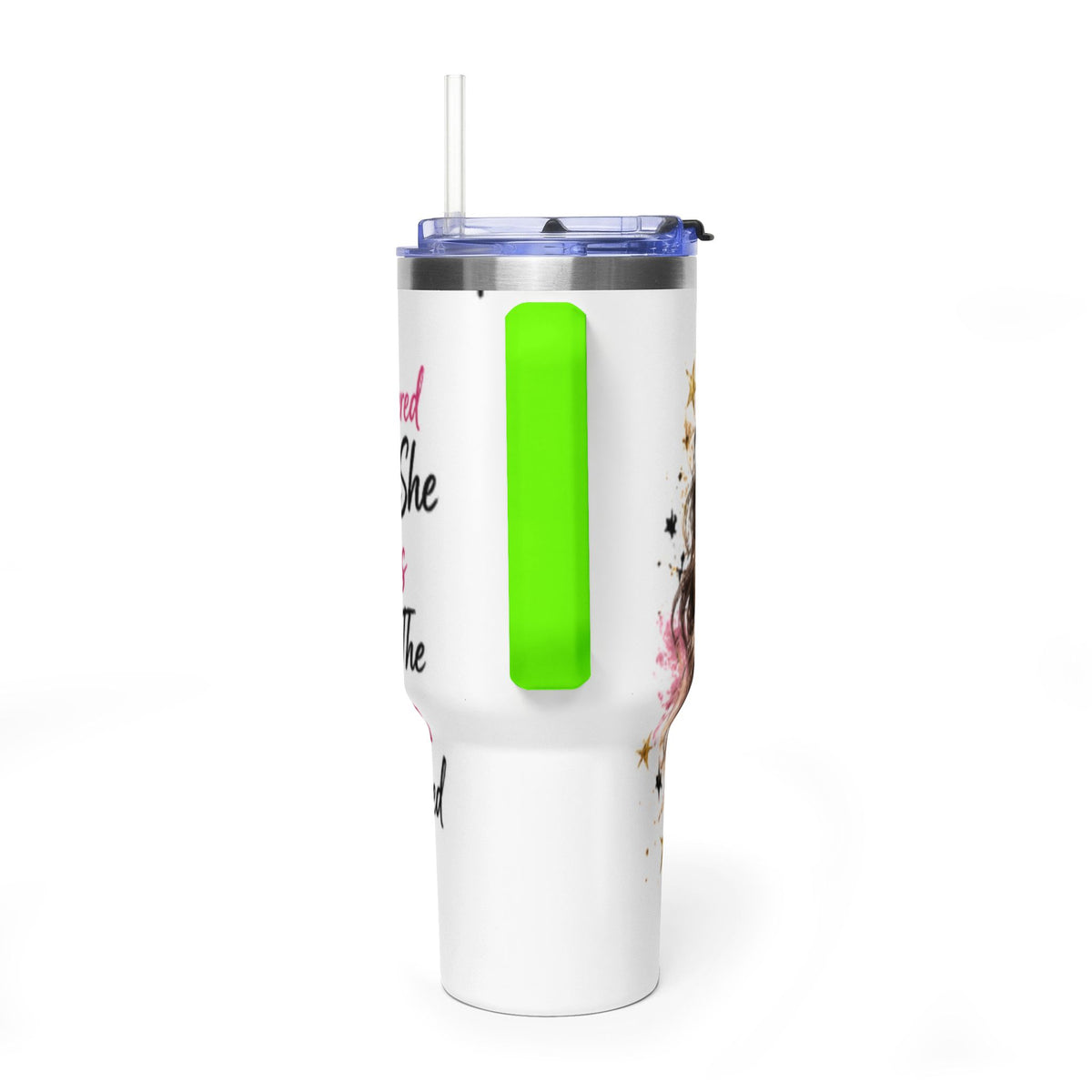 40oz Vacuum Tumbler - Glam Queen Crowned Girl Design (She Remembered Who She Was)