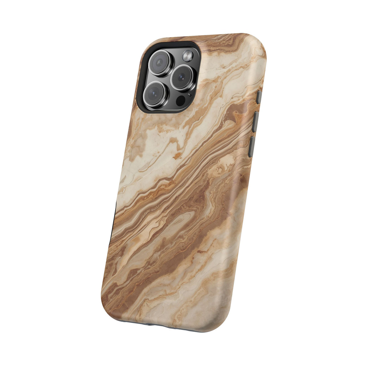 Magnetic Impact-Resistant Phone Case — Brown Marble Protective Cover