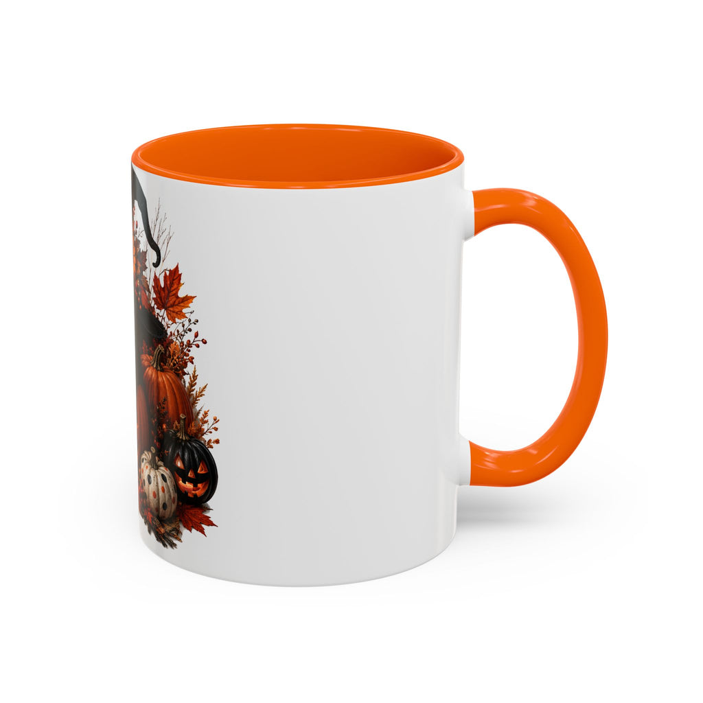 Halloween Black Cat Pumpkin Coffee Mug – Autumn Witch Hat Accent Mug (11/15oz)
