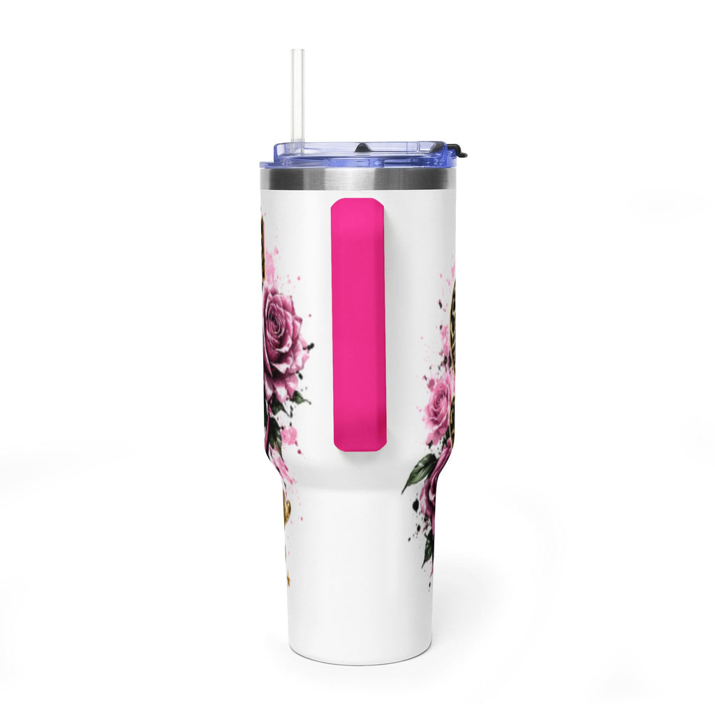 40oz Tumbler - "Self Love is the Real Glow" Leopard Crown Floral Insulated Cup
