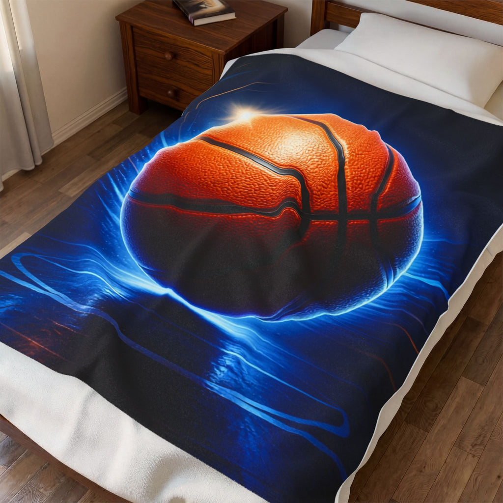 Basketball Glow Velveteen Plush Blanket — Soft Sports Throw for Fans & Players