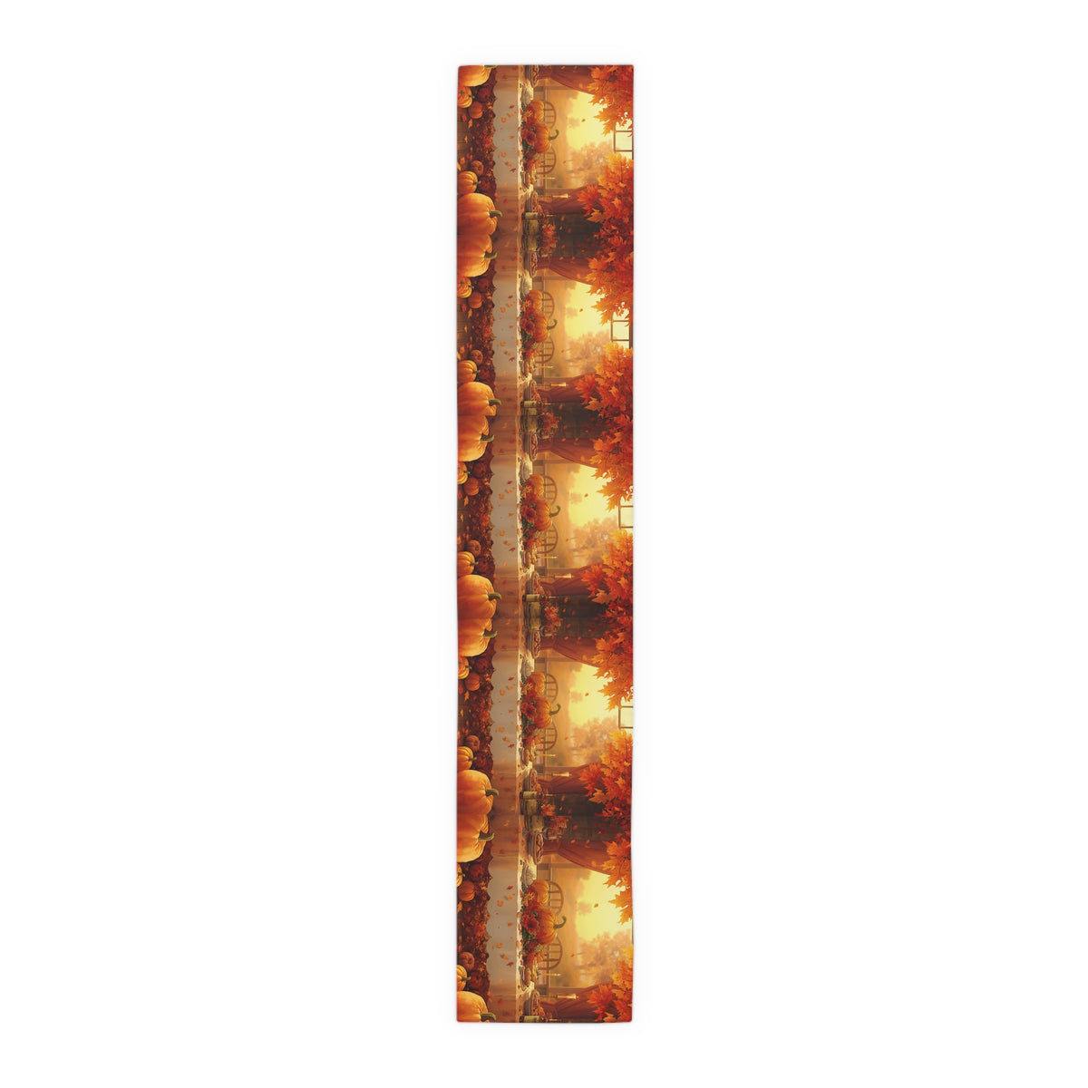 Autumn Pumpkin Farm Table Runner — Fall Harvest Thanksgiving Decor