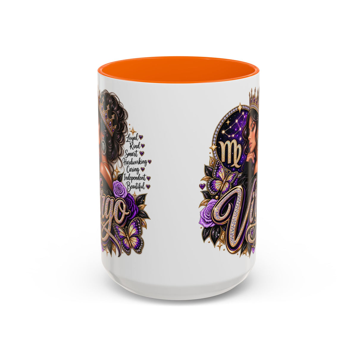 Virgo Zodiac Accent Coffee Mug — Purple Crowned Virgo Astrology Gift (11/15oz)