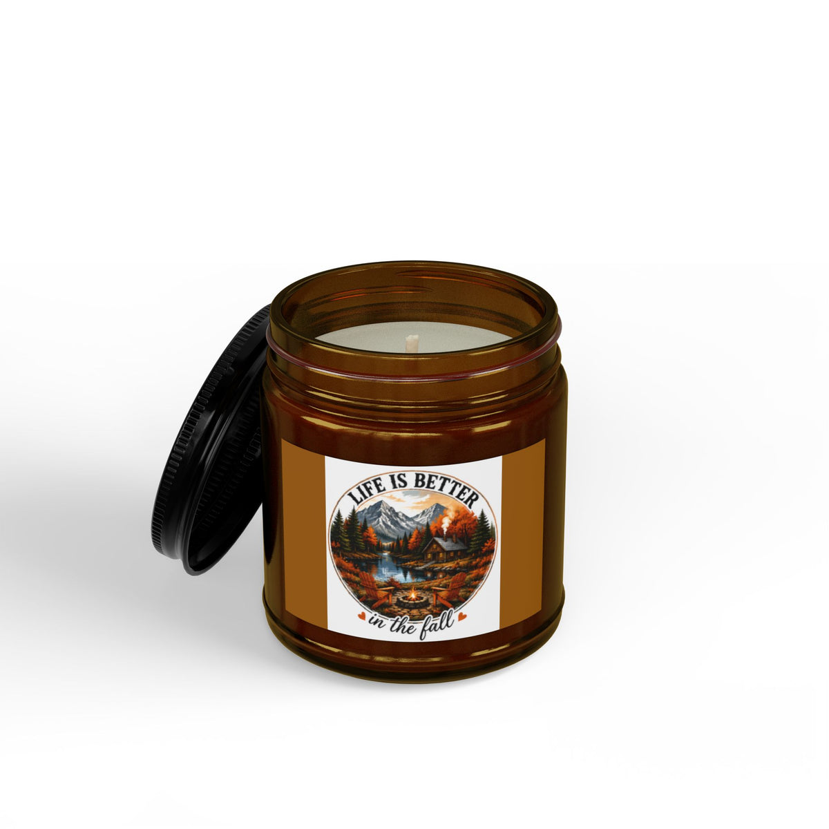 Fall Scented Soy Candle — "Life Is Better in the Fall" Amber Jar (4oz & 9oz)