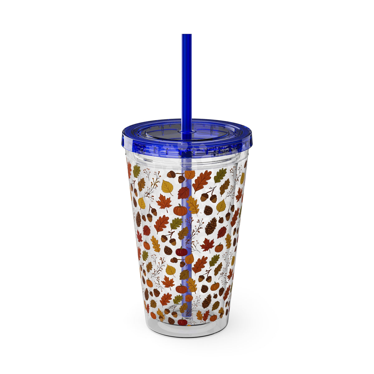Autumn Leaves 16oz Tumbler with Straw – Fall Floral Insulated Cup