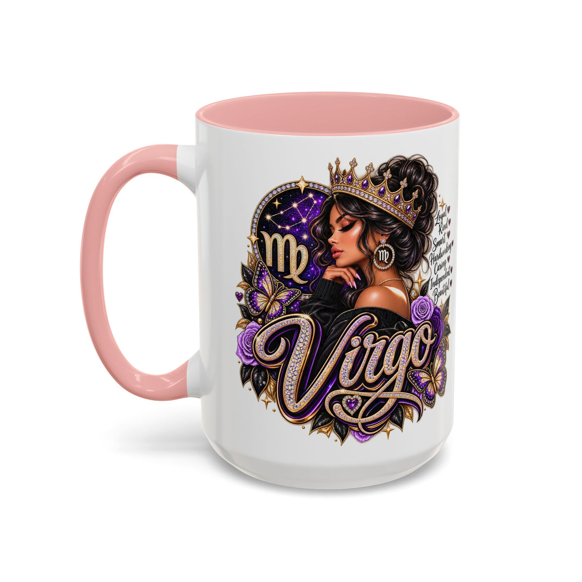 Virgo Zodiac Accent Coffee Mug — Purple Crowned Virgo Astrology Gift (11/15oz)