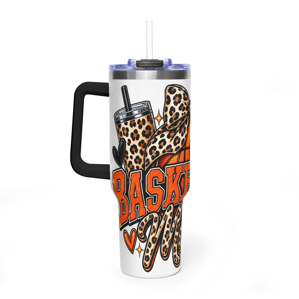Basketball Mom Leopard Bow 40oz Vacuum Tumbler