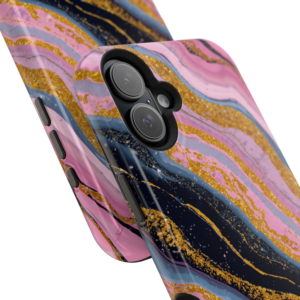 Marbled Pink & Gold Magnetic Phone Case — Impact-Resistant Protective Cover