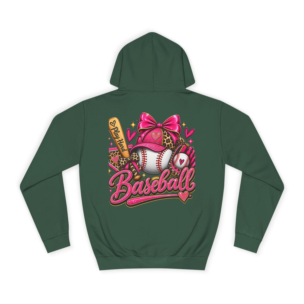 Baseball Hoodie – Cute Pink Bow Softball Fan Pullover