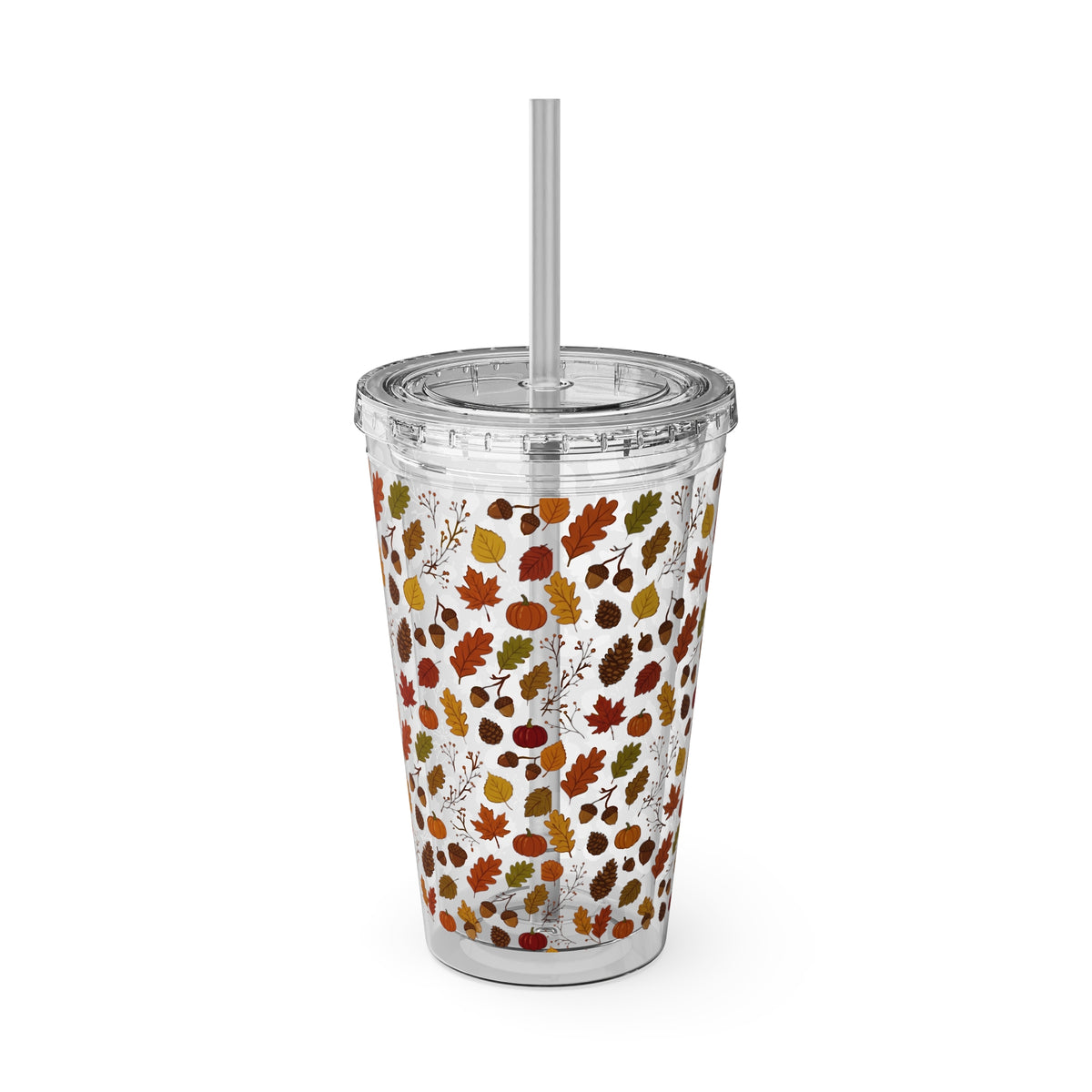 Autumn Leaves 16oz Tumbler with Straw – Fall Floral Insulated Cup