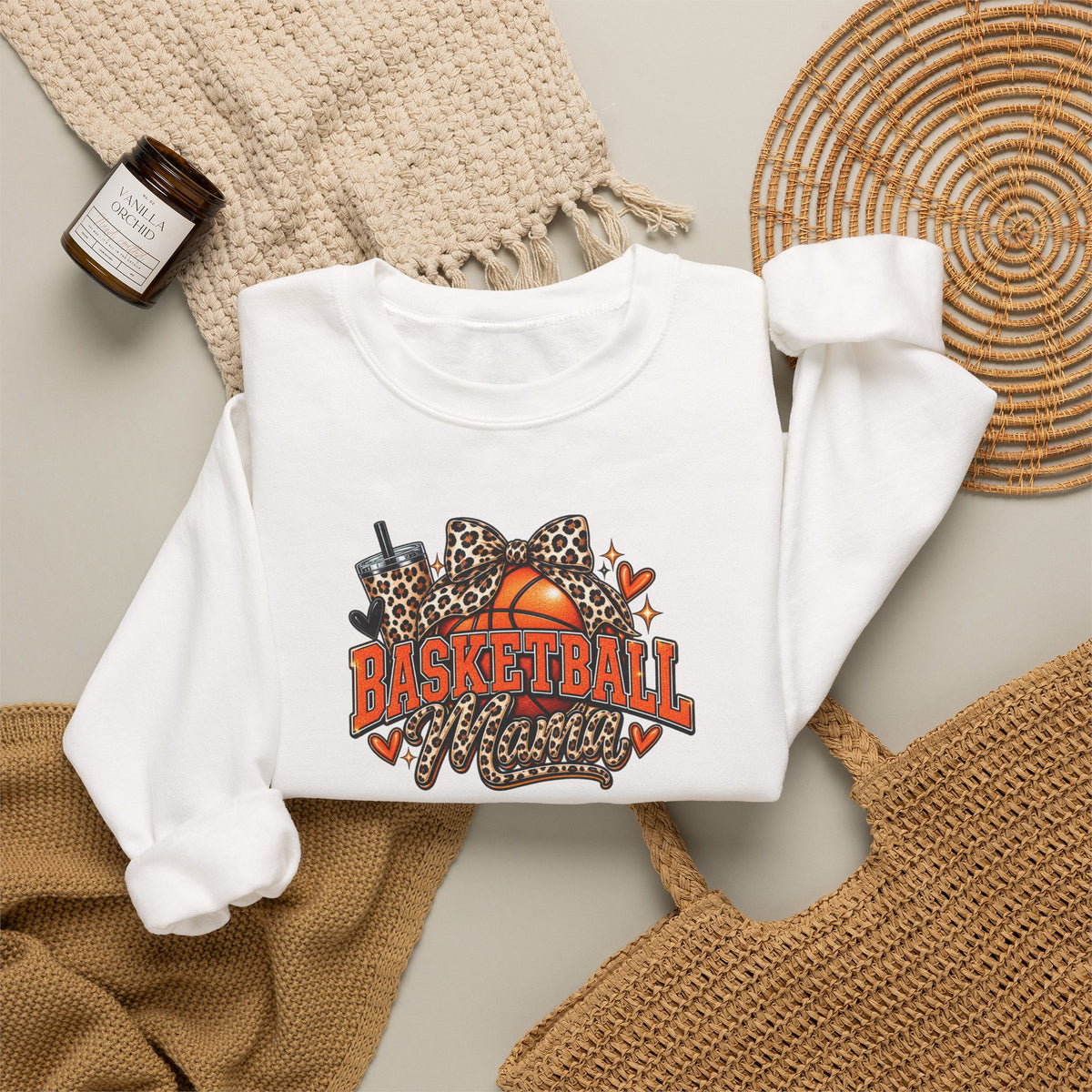 Basketball Leopard Print Crewneck Sweatshirt