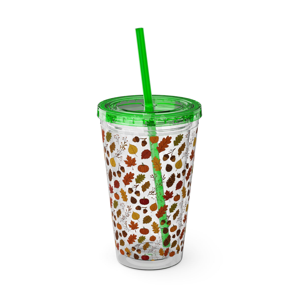 Autumn Leaves 16oz Tumbler with Straw – Fall Floral Insulated Cup