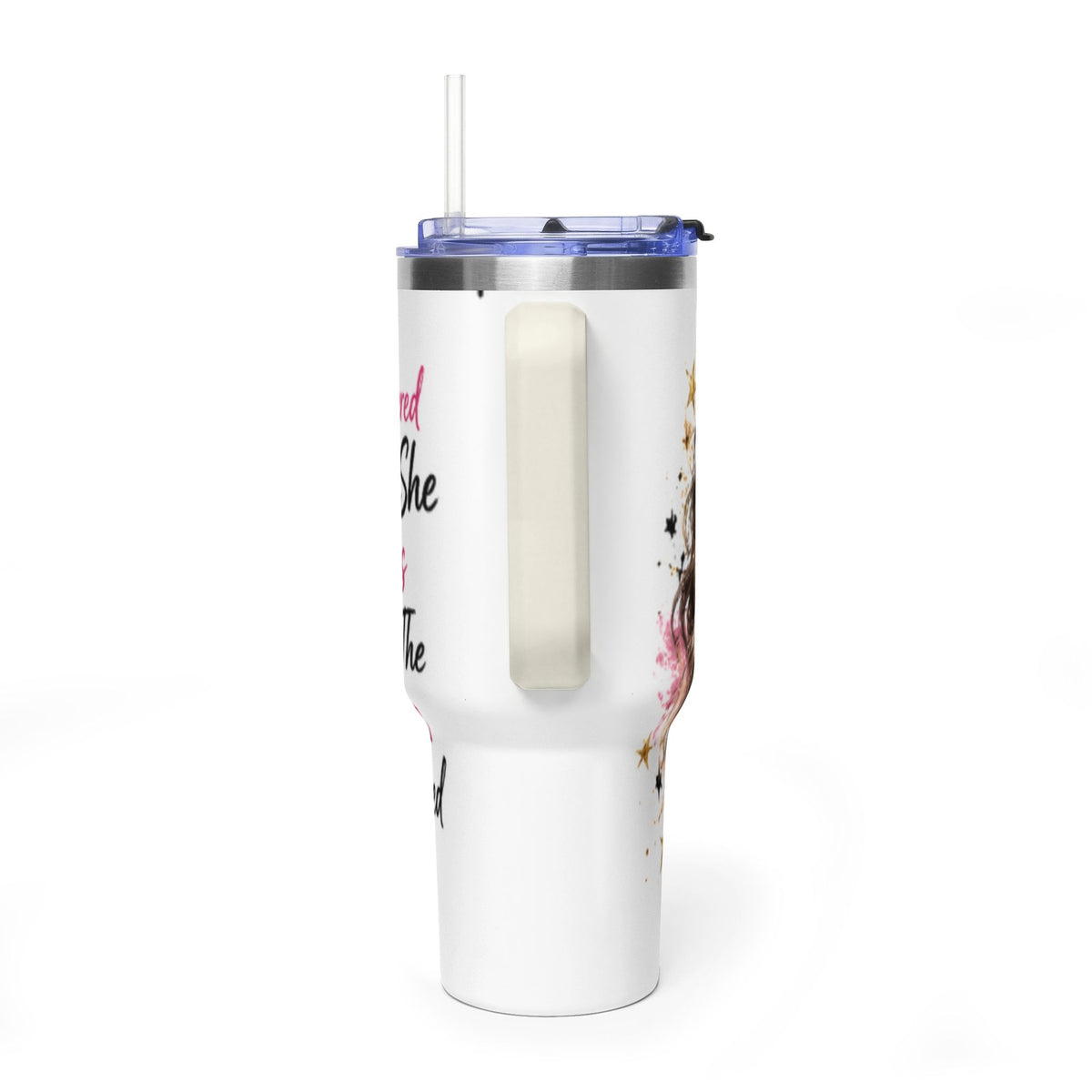 40oz Vacuum Tumbler - Glam Queen Crowned Girl Design (She Remembered Who She Was)