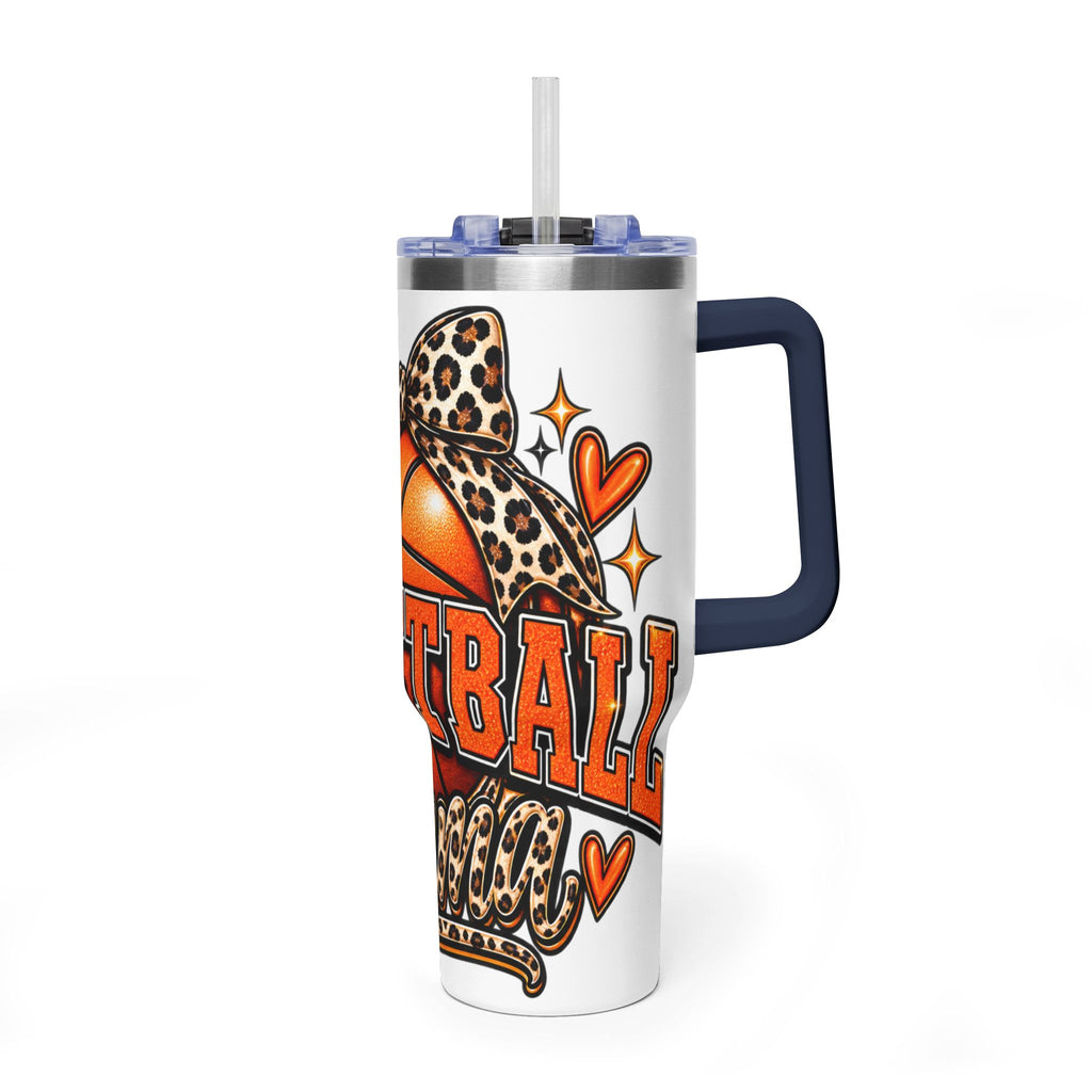 Basketball Mom Leopard Bow 40oz Vacuum Tumbler
