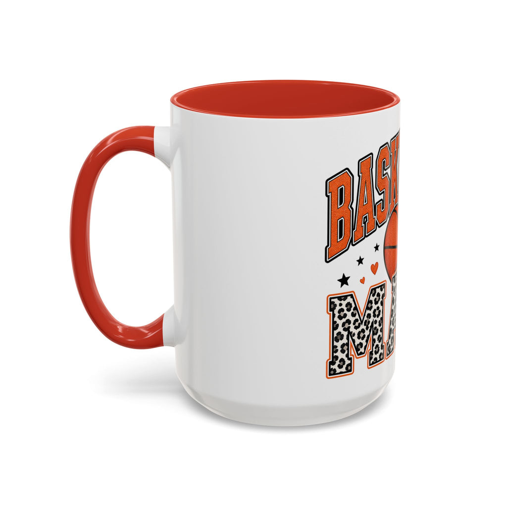 Basketball Mama Accent Coffee Mug – Leopard Print Hoop Mom Gift (11/15oz)