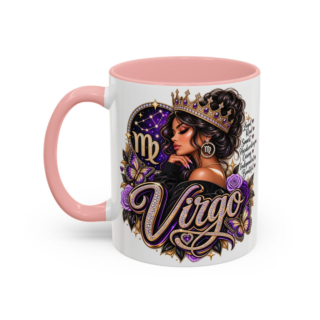 Virgo Zodiac Accent Coffee Mug — Purple Crowned Virgo Astrology Gift (11/15oz)