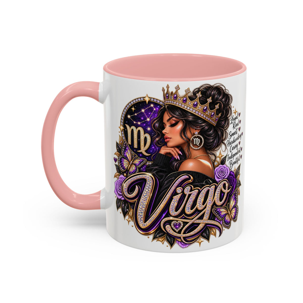 Virgo Zodiac Accent Coffee Mug — Purple Crowned Virgo Astrology Gift (11/15oz)