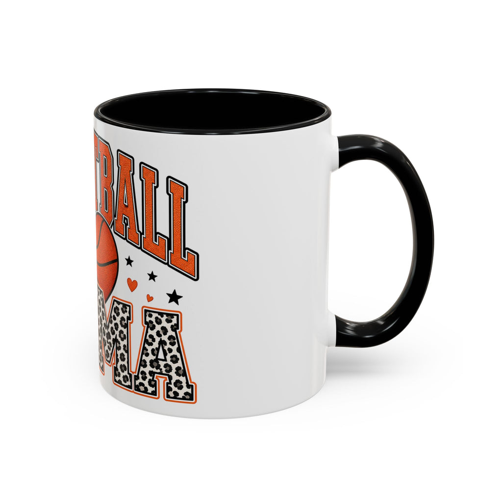 Basketball Mama Accent Coffee Mug – Leopard Print Hoop Mom Gift (11/15oz)