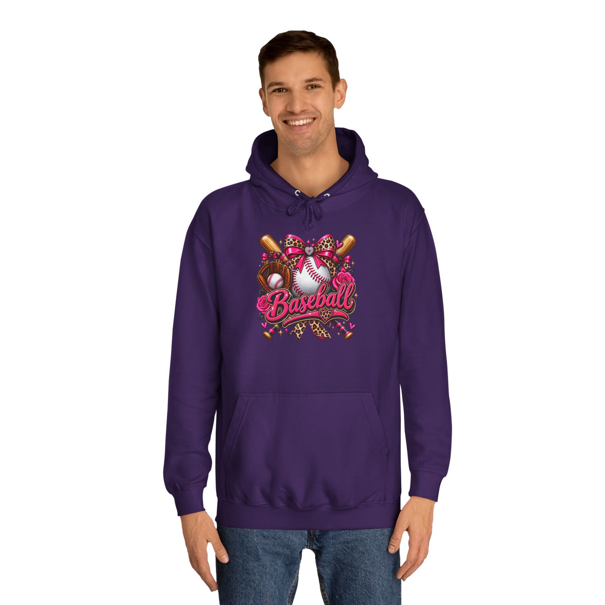 Baseball Heart Graphic Hoodie – Pink Softball/Baseball Team Pullover