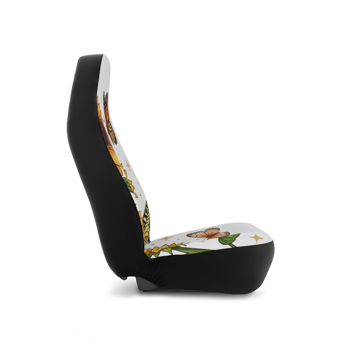 Sunflower & Monarch Car Seat Covers — Floral Butterfly Auto Seat Protector