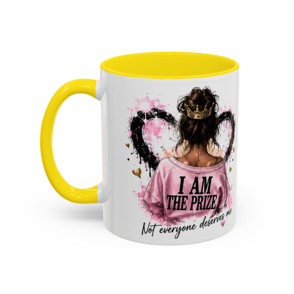 Accent Coffee Mug — "I Am The Prize" Floral Heart Design (11/15oz)