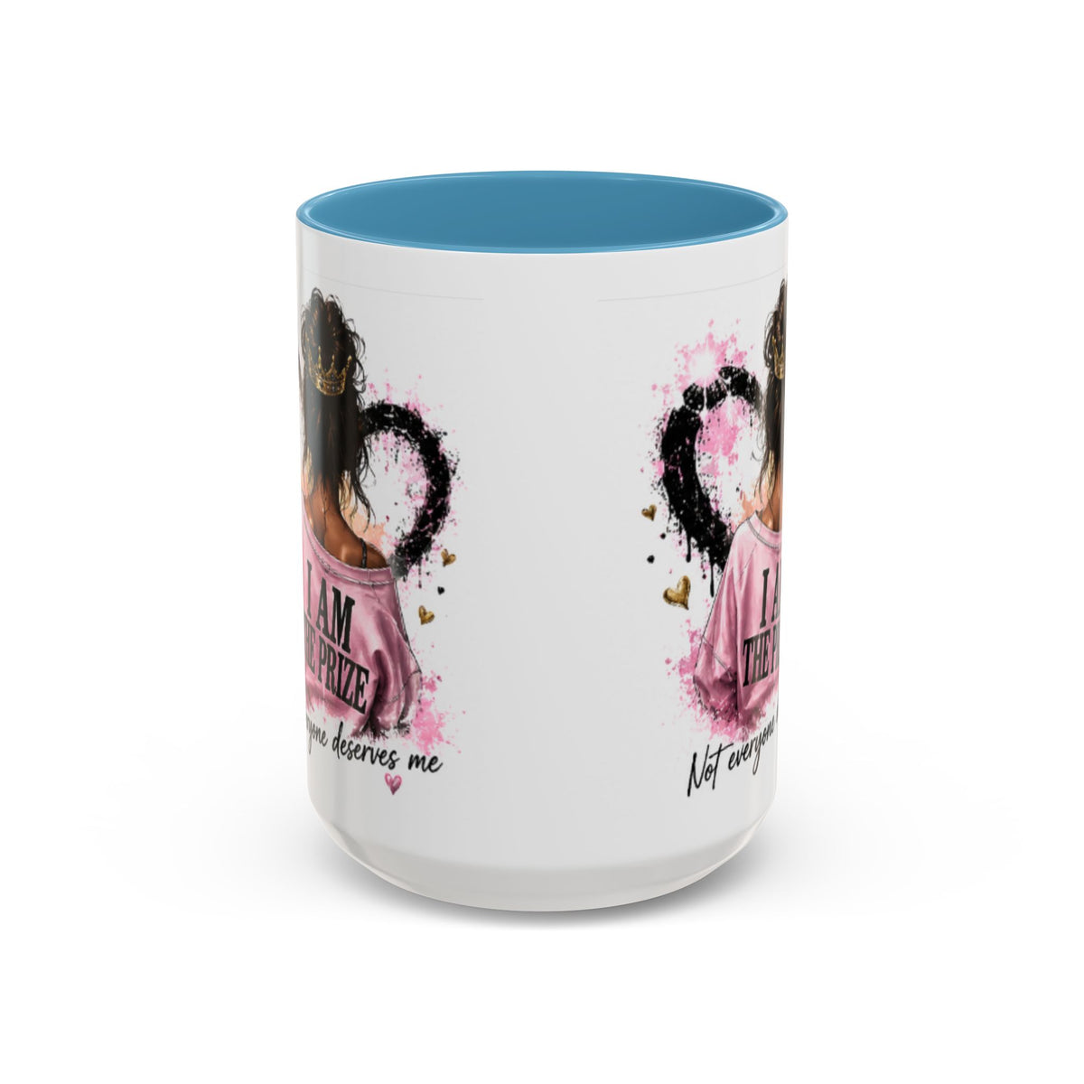 Accent Coffee Mug — "I Am The Prize" Floral Heart Design (11/15oz)