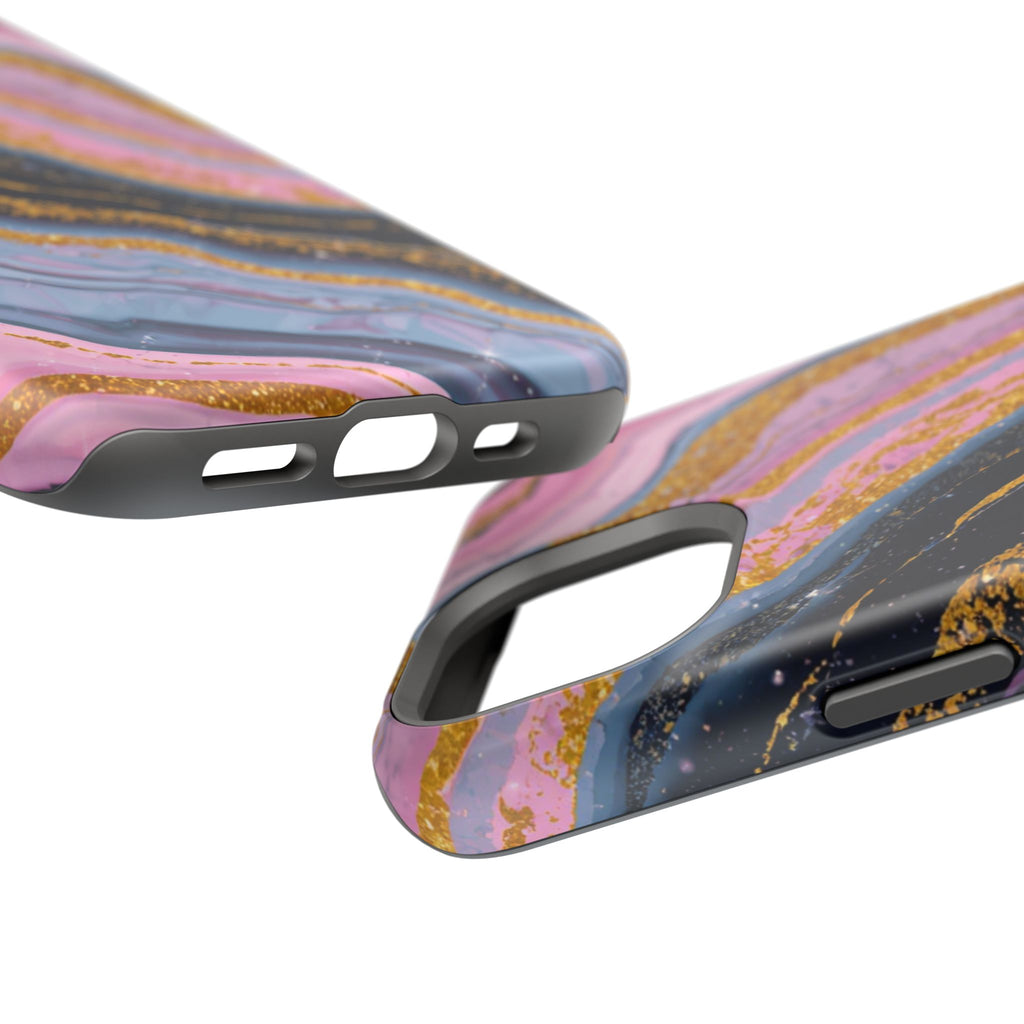 Marbled Pink & Gold Magnetic Phone Case — Impact-Resistant Protective Cover