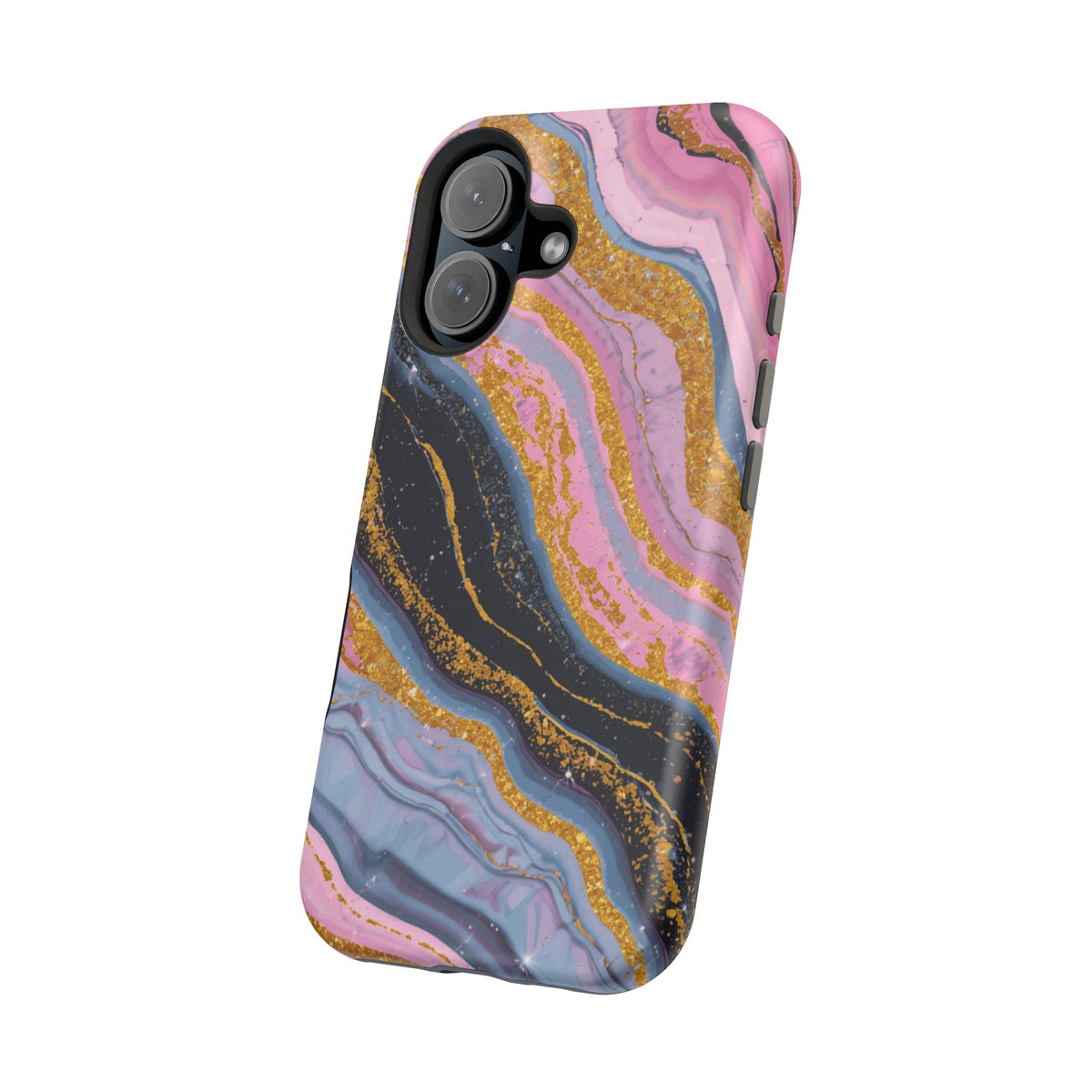 Marbled Pink & Gold Magnetic Phone Case — Impact-Resistant Protective Cover