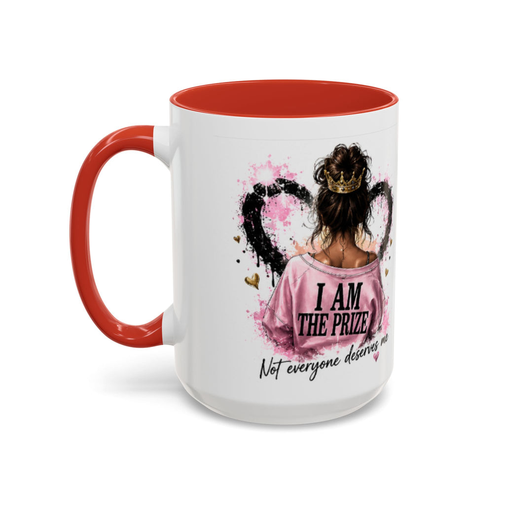 Accent Coffee Mug — "I Am The Prize" Floral Heart Design (11/15oz)