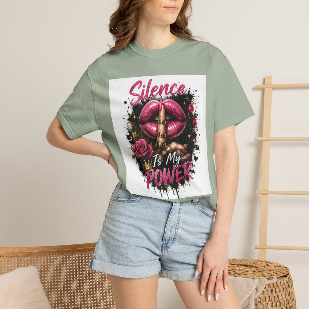Silence Is My Power T-Shirt — Graphic Lip & Rose Statement Tee