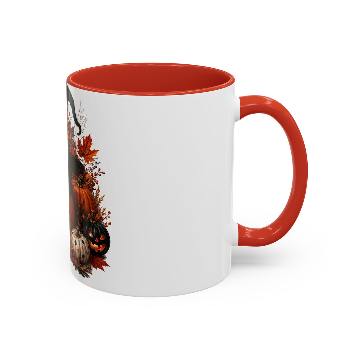 Halloween Black Cat Pumpkin Coffee Mug – Autumn Witch Hat Accent Mug (11/15oz)