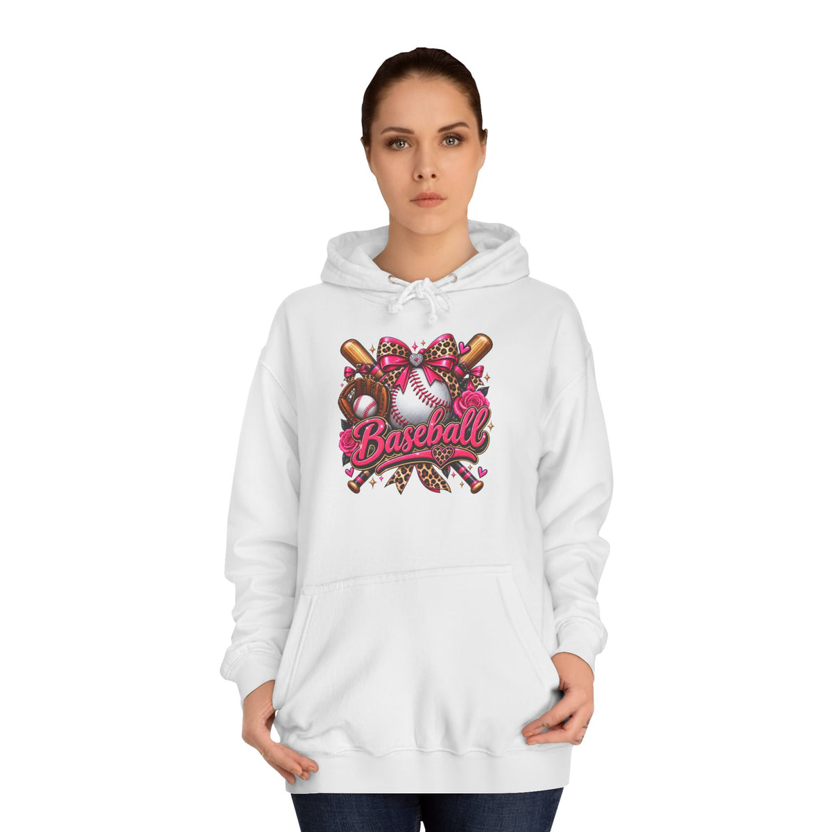 Baseball Heart Graphic Hoodie – Pink Softball/Baseball Team Pullover