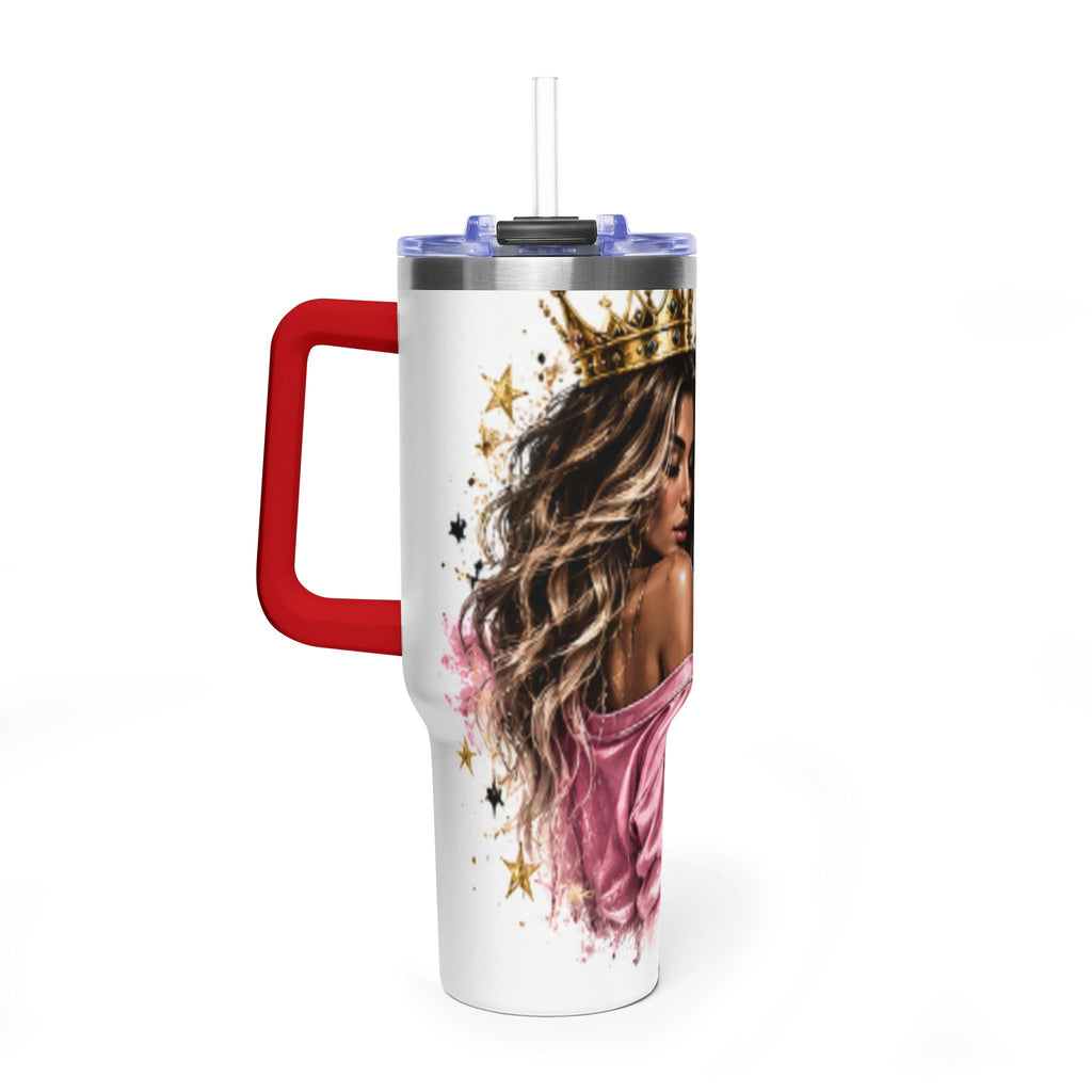 40oz Vacuum Tumbler - Glam Queen Crowned Girl Design (She Remembered Who She Was)