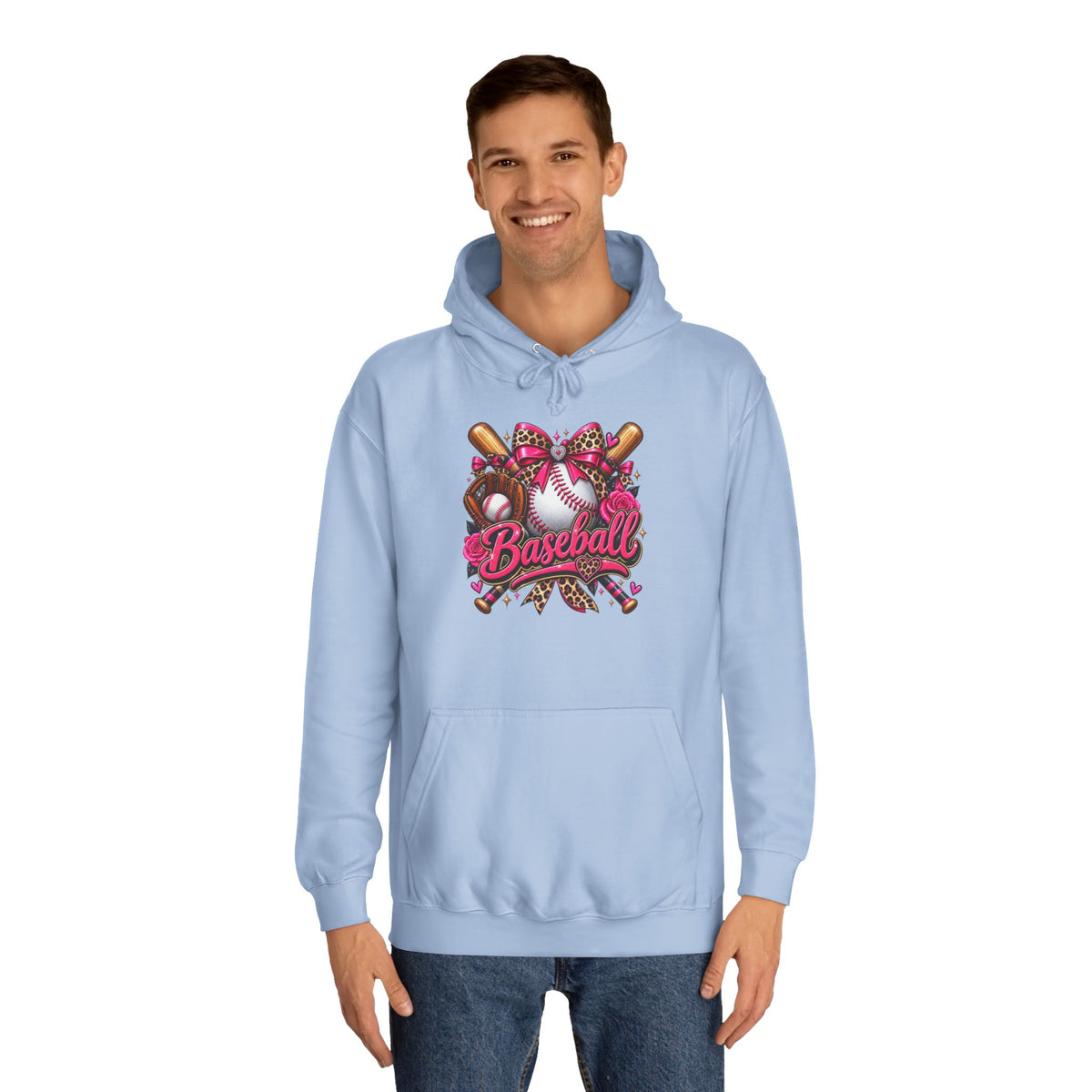 Baseball Heart Graphic Hoodie – Pink Softball/Baseball Team Pullover