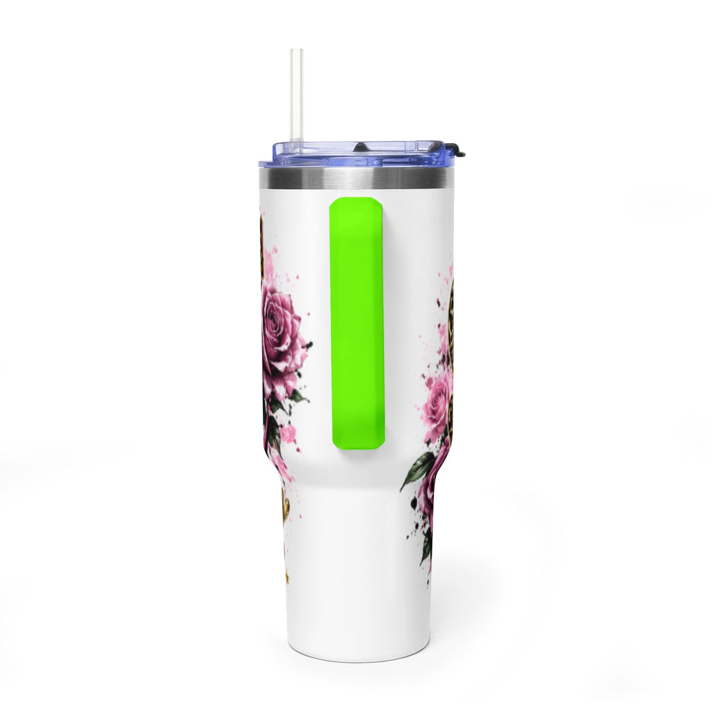 40oz Tumbler - "Self Love is the Real Glow" Leopard Crown Floral Insulated Cup