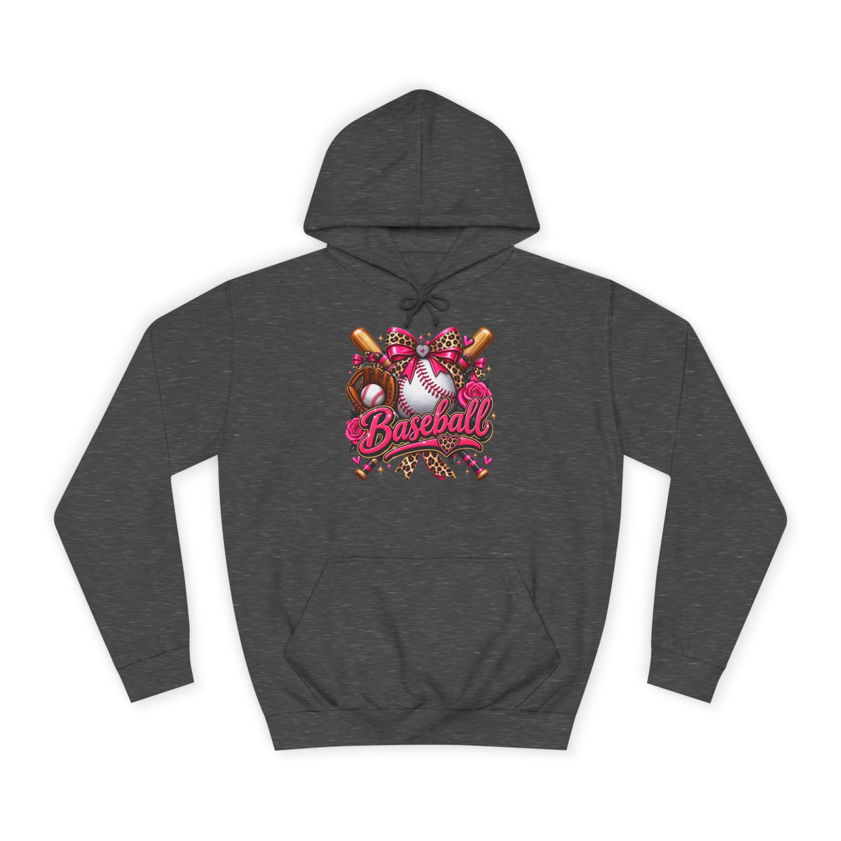 Baseball Heart Graphic Hoodie – Pink Softball/Baseball Team Pullover
