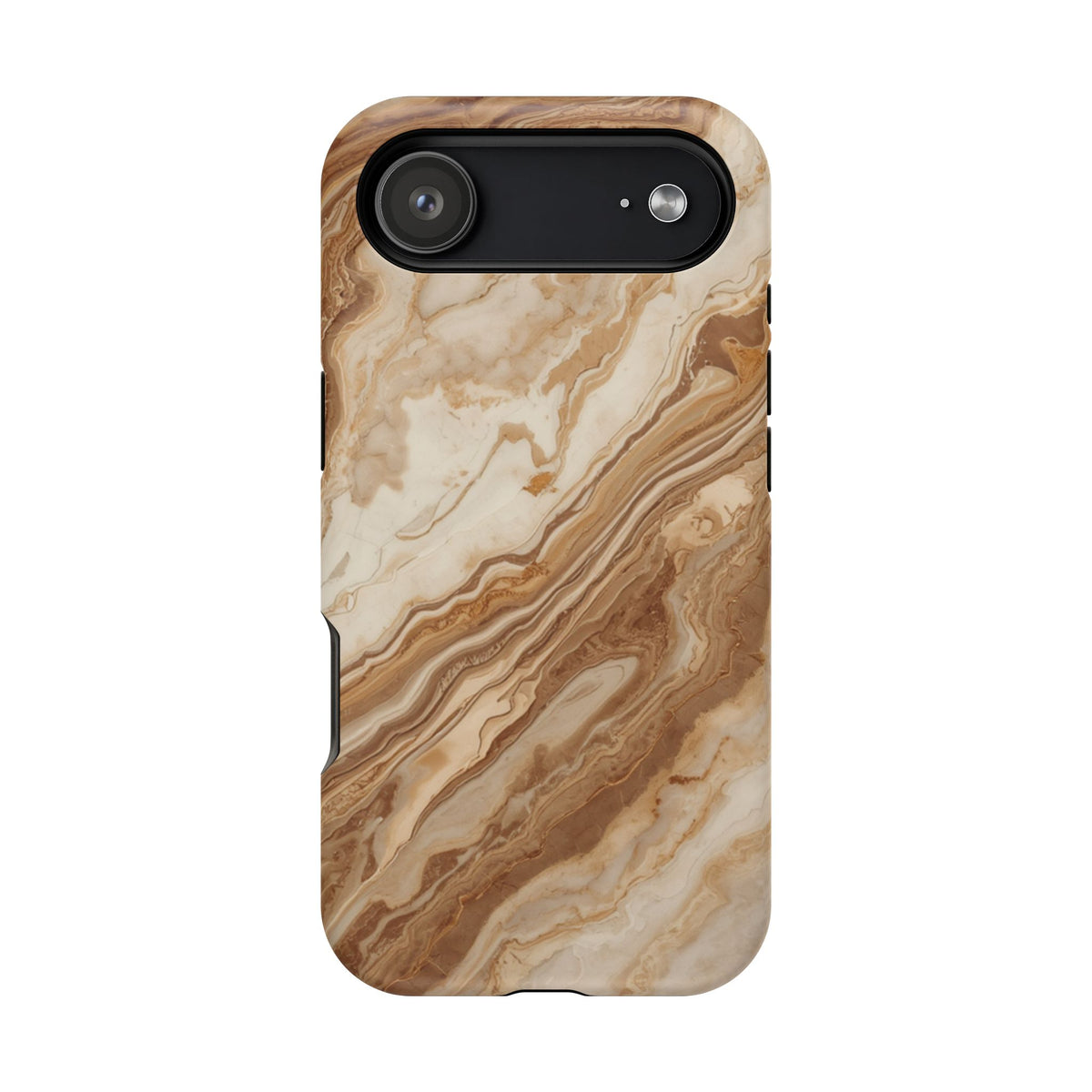 Magnetic Impact-Resistant Phone Case — Brown Marble Protective Cover