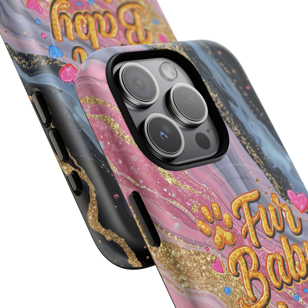 Phone Case — “Fur Baby Mama” Pink Marble Tough Magnetic Case