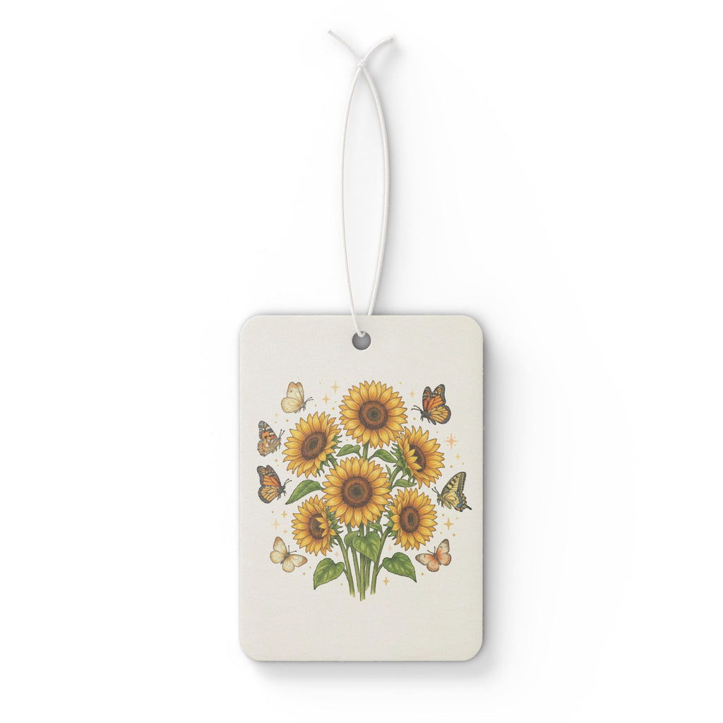 Sunflower Bouquet Car Air Freshener — Floral Scented Hanging Air Freshener with Butterflies