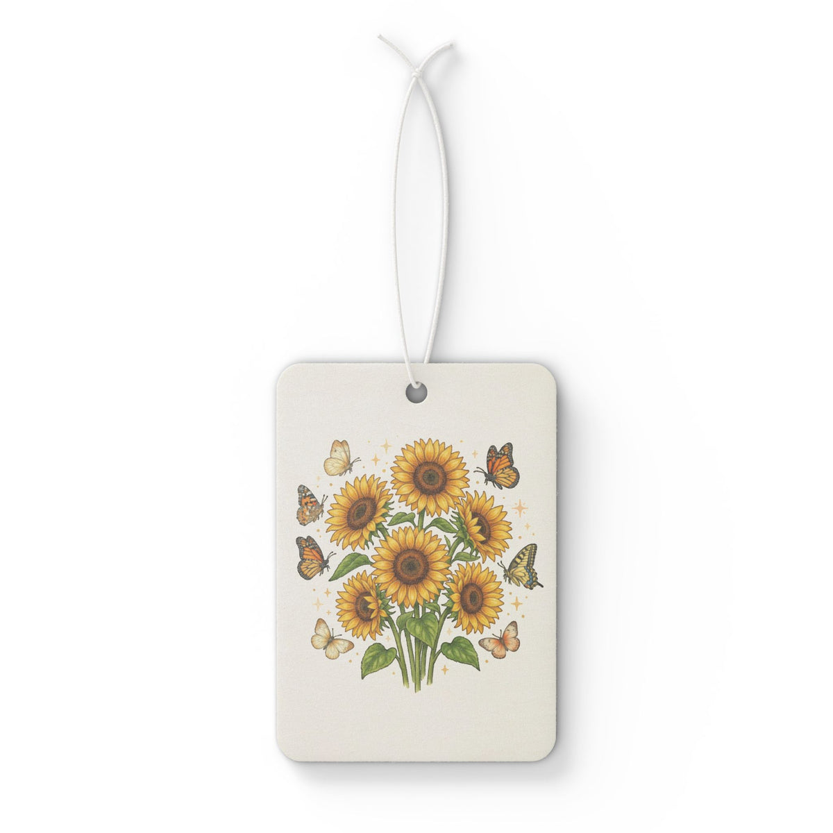 Sunflower Bouquet Car Air Freshener — Floral Scented Hanging Air Freshener with Butterflies