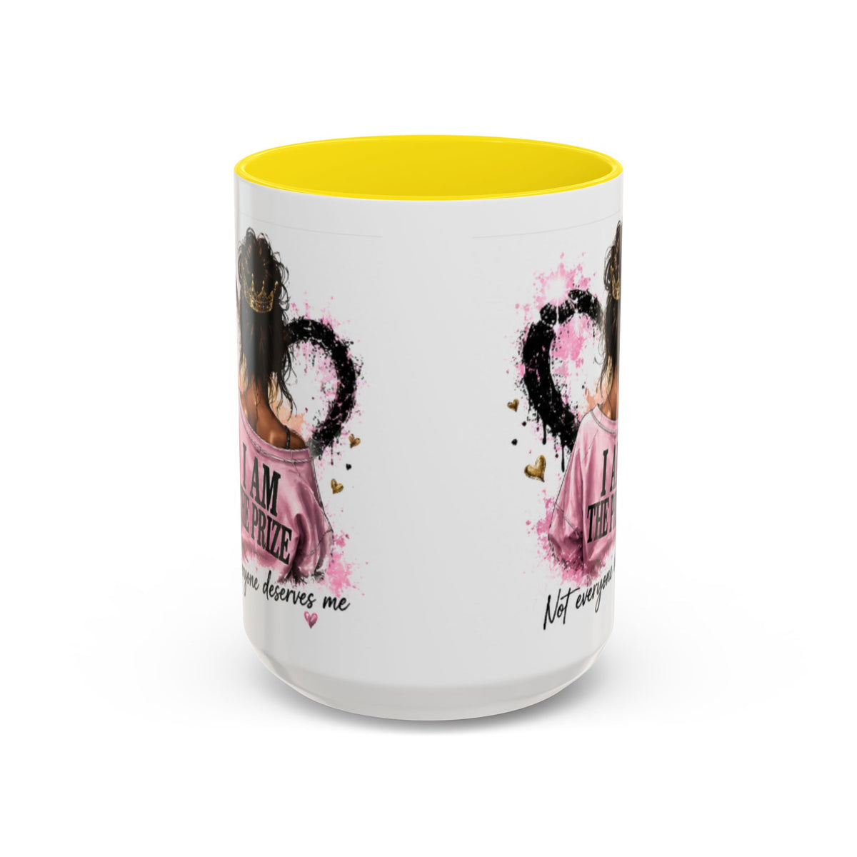 Accent Coffee Mug — "I Am The Prize" Floral Heart Design (11/15oz)