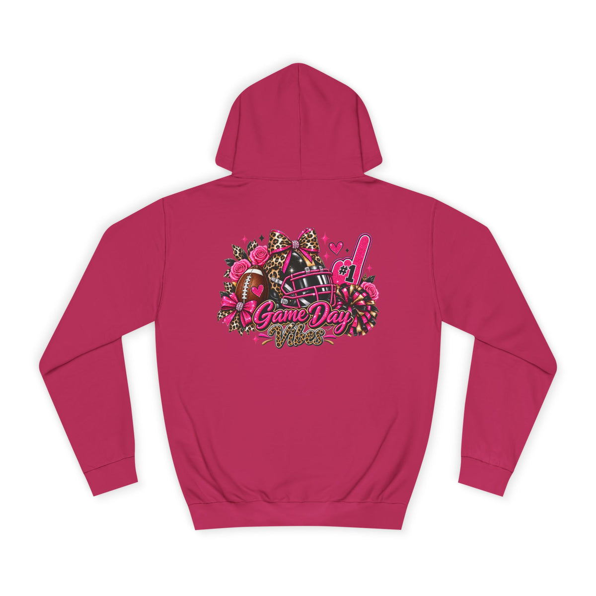 Game Day Cheer Hoodie — Pink Football Floral Design